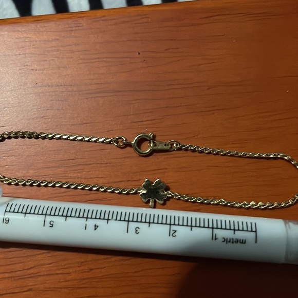 Vintage Gold Plated Shamrock 4 Leaf Clover Bracelet 7.5” - Picture 6 of 7